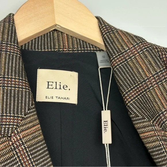 NWT Elie Tahari Windowpane Plaid Cropped Blazer‎ Jacket 10 - Picture 2 of 10